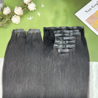 Cheveux humains vierges vietnamiens de qualité 12A # Extensions de cheveux à clips sans couture, lisses et droites, couleur noir naturel 1B