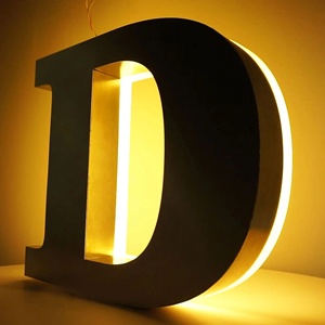 Letrero <span class=keywords><strong>de</strong></span> letras LED con retroiluminación azul y dorada para interiores con letras <span class=keywords><strong>de</strong></span> canal <span class=keywords><strong>de</strong></span> tienda personalizado - Product Image 4