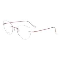 Monturas de Gafas Ópticas de Titanio Puro Estilo Ojo de Gato Retro RT002, Diseño sin Montura con Material de Lentes AC, Precio al por Mayor