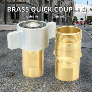 Raccord rapide hydraulique NPT1'' en laiton forgé à tête ronde avec écrou à oreilles pour remorque benne - Product Image 2