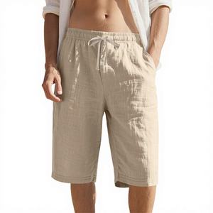 2025 New Men's <b>Low</b> <b>Waist</b> Cropped Worsted <b>Shorts</b> Casual Elastic Drawstring Straight Leg Solid Color Breathable Anti-Wrinkle Quick - Product Image 1