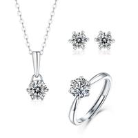 Ensemble de bijoux personnalisé en gros, 6 griffes, plaqué or blanc 18 carats, argent 925, moissanite VVS, pour femmes, hypoallergénique, résistant au ternissement