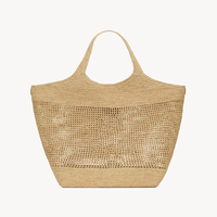 Sac de plage en raphia naturel avec logo personnalisé Sac à main d'été durable avec poignée en cuir pour femmes et détaillants