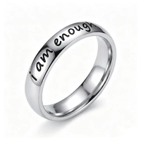 Bague en acier inoxydable gravée personnalisable, style minimaliste poli pour hommes et femmes, bijoux de mode en stock