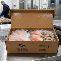 Boîtes en carton ondulé ciré imperméables, écologiques, recyclables, pour l'emballage de légumes, fruits et fruits de mer, carton robuste, taille personnalisée, logo