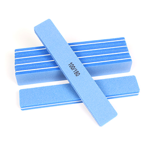 Custom Logo Blue Sandpaper Sponge Nail File Durable Washable Rectangle <strong>NailFile</strong> 100/180 - Product Image 1