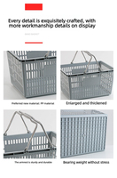 Panier à provisions roulant avec roues 30L, chariot en plastique robuste pour panier de rangement domestique de supermarché