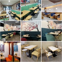 Grands meubles de cantine, café, restaurant, canapé rembourré, table à manger, ensemble de chaises, mobilier commercial, design d'intérieur OOAK