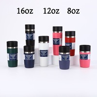 Vente en gros de mugs de voyage isothermes à double paroi avec logo personnalisé, 8oz, 12oz, 16oz, avec couvercle pour les trajets domicile-travail