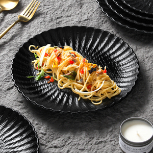 Vaisselle en mélamine de qualité supérieure, style minimaliste, plat à dîner, écologique, noir mat, café, restaurant, cuisine, vaisselle en mélamine, assiettes - Product Image 3