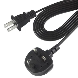 UK fused plug ke IEC C7 kabel daya BS1363A standar H03VVH2-F 0.75mm kawat kabel daya hitam dengan British ASTA
