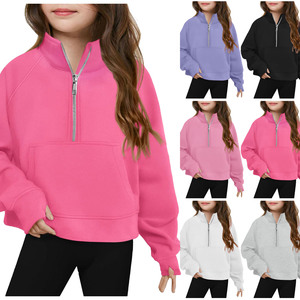 Qingli OEM Custom Factory autunno nuova giacca sportiva da ragazza <span class=keywords><strong>con</strong></span> colletto rialzato felpa a mezza <span class=keywords><strong>Zip</strong></span> a maniche lunghe larga - Product Image 1