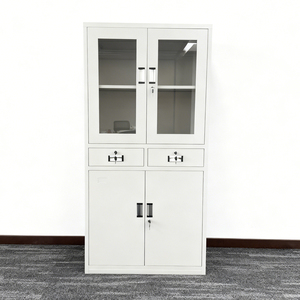 <span class=keywords><strong>Armadio</strong></span> Metallico Cinese a 4 Ante con Vetro e Cassetti <span class=keywords><strong>per</strong></span> <span class=keywords><strong>Ufficio</strong></span> - Armadietto Archivio in Acciaio - Product Image 2