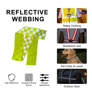 Ruban Réfléchissant Fluorescent Vert Citron à Carreaux Haute Intensité pour Uniformes de Secouristes Matériel de Sécurité - Product Image 1