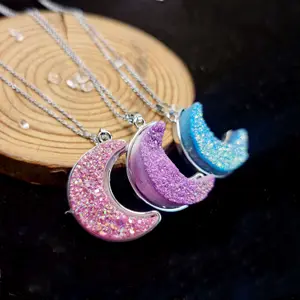 Fashion Necklace Natural Healing Crystal Stone Heart Shaped Pendant For Women Necklace Accessories