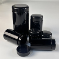Botol Penyimpanan Bunga Anti Bau dengan Tutup Sekrup Hitam Kaca Ultraviolet Klasik, Logo Kustom, Ukuran Besar, Kemasan CR