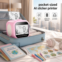 Imprimante IA portable intelligente pour autocollants, pour enfants, pour colorier, dessiner, avec fonction de chat vocal, impression de photos et de textes, rose
