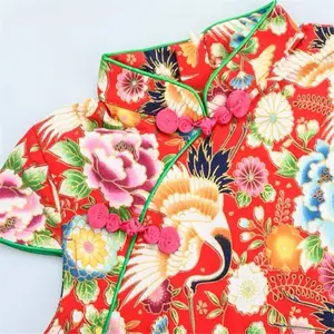 Popular Crane Bird Pattern Gold Stamp Flower Textile 100% Algodão Natural Tecido para camisas e blusas