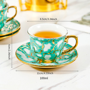 Turkish Style Ceramic Coffee <b>Cup</b> <b>Set</b> With Gold Edging For Afternoon <b>Tea</b> Home Use - Product Image 2