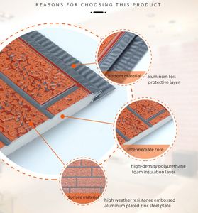 Paneles sándwich con diseño de ladrillo para pared exterior, revestimiento de pared insonorizado de PU con <span class=keywords><strong>aislamiento</strong></span> térmico para fachada de casa - Product Image 6