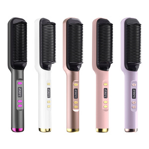 <span class=keywords><strong>Brosse</strong></span> <span class=keywords><strong>chauffante</strong></span> <span class=keywords><strong>lissante</strong></span> portable 2-en-1 avec logo personnalisé, fer à lisser et fer à boucler PTC - Product Image 1