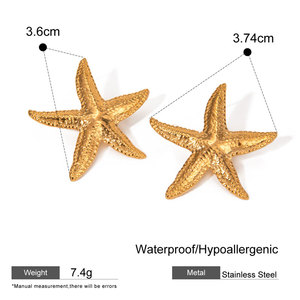 Hypoallergenic Dainty 14k 18k Gold Plated Jewelry 316L Stainless Steel Fashion <b>Stud</b> Beach <b>Earring</b> for Women Lady - Product Image 6
