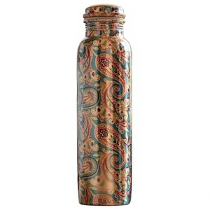Bohemian Pattern <b>Metal</b> <b>Water</b> <b>Bottle</b> With Lid Portable Travel Drinkware - Product Image 1