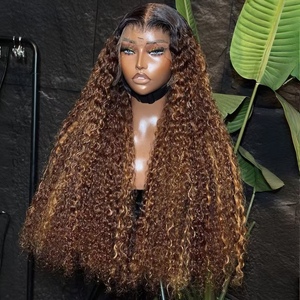 Cabello Humano Virgen Rizado Birmano Natural para Peluca, Largo, con Encaje <span class=keywords><strong>HD</strong></span> Completo, Color Borgoña, 200% de Densidad, Sin Pegamento, Venta al Por Mayor - Product Image 1