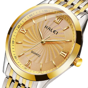 Montre pour femme HALEI Quartz, boîtier rond en or jaune, étanche 3BAR, mouvement japonais, vente en gros - Product Image 3