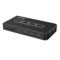 Commutateur KVM HDMI manuel 4 ports 4K 30Hz, contrôle KBM unique pour 4 PC, HUB USB 2.0, commutateur de bureau portable avec panneau de contrôle et LED