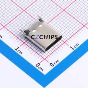 HC-TYPE-<b>C</b>-24P-CP0.8-5A-L10.45-01 USB Connector SMD Connector Type-<b>C</b> USB 3.1 Female <b>Clamp</b> Plate - Product Image 1