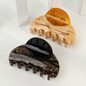 Wjia francés de alta textura empalme clip de ácido acético clip de tiburón grano de madera clip de pelo Retro Luz accesorios de lujo para el cabello mujeres - Product Image 1