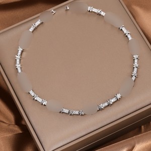 <b>Copper</b> Necklace With Zircon And Diamond Inlay Gold Silver Two Tone Letter X Design Clavicle <b>Chain</b> Unisex Fall 2024 - Product Image 3