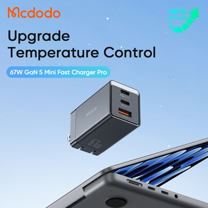 Cargador GaN USB C Mcdodo 153 de 67 W, 2C1U, 45 W, 30 W, 20 W, PD3.0, QC4.0, <span class=keywords><strong>AFC</strong></span>, PPS, Carga Rápida, Plegable, ETL, 65 W, para Enchufe de EE. UU. y Japón - Product Image 2