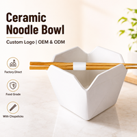 Bol à nouilles en céramique avec logo personnalisé et baguettes, OEM ODM, vente en gros, bol à ramen, vaisselle japonaise, fournitures pour restaurants, directement de l'usine