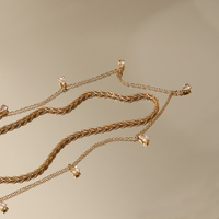 Bikini chaîne de taille bijoux pour femmes corde torsadée zircon goutte d'eau chaîne de ventre double couche chaîne de taille plaqué or 18 carats