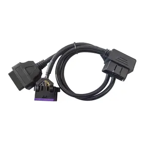 Customized VW Y Type 16 Pin OBD 2 Splitter Adapter Extension Cable Male To Dual Female Diagnostic Tool