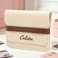 Dompet Kartu Minimalis dari Kulit PU dengan Desain Tali dan Penutup Lipat, Organizer Kartu Tipis untuk Kantor, Hadiah Profesional