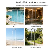 Ensemble de douche mural en acier inoxydable chromé brossé résistant à la rouille avec jet de pluie à double température en céramique pour extérieur et bord de mer