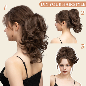 Extensions de Cheveux en Queue de Cheval Bouclées Courtes en Fibre Synthétique Résistante à <span class=keywords><strong>la</strong></span> Chaleur à Pince pour Femmes - Product Image 3