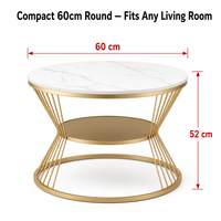 Table basse moderne de luxe en métal à double plateau en pierre, petite table de salon pour appartement, mobilier de maison, vente en gros