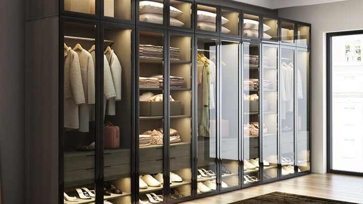 Modern walk in closet Designs glass door bedroom furniture storage ...