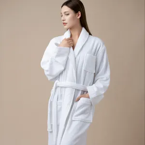 Standard hotel organic cotton shawl collar Jacquard Striped bathrobes custom terry unisex women super soft bathrobe