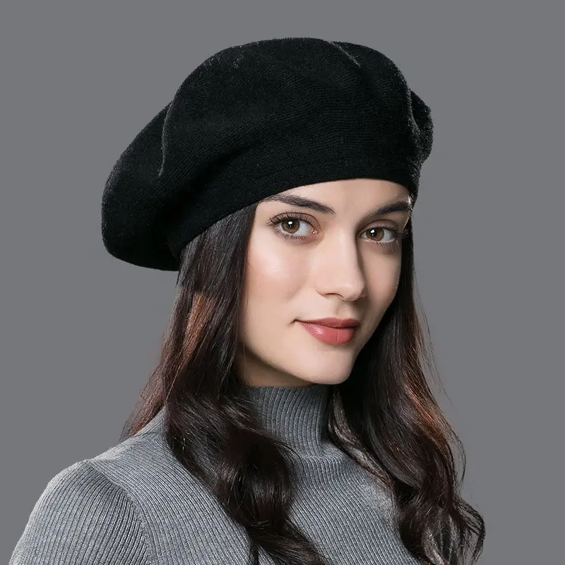 Béret d'hiver en cachemire pour femme, chapeau chaud, tricoté et décontracté, vente en gros, pré-vente, usine,