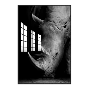 Peinture sur verre 3D série d'animaux <span class=keywords><strong>rhinocéros</strong></span> œuvres d'art murales suspendues pour la décoration de la maison - Product Image 1