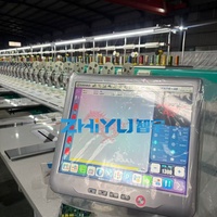 ZHIYU Nouvelle Machine à Broder Plate Informatisée Automatique Haute Vitesse à 24 Têtes et 9 Aiguilles pour Broderie Mixte, à Sequins, à Cordons et à Point Plat, avec Moteur Servo