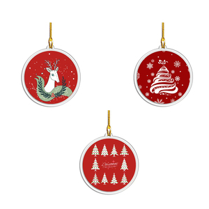 Adorno Navideño Redondo de Acrílico, Colgante Rojo con la Frase 'Feliz Navidad', Decoración para Árbol, Decoración Navideña, Venta al Por Mayor - Product Image 3