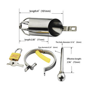 남성용 섹스 용품, 페니스 플러그가 있는 스테인리스 스틸 남성용 정조대 메탈 본디지 기어 - Product Image 5