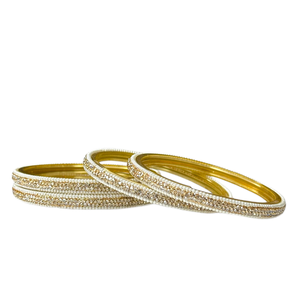 Premium Quality Ethnic Wedding Gold Plated Bangle Set Pearl Border Imitation Pearl Trendy Style Rahul Bangle Brand Wholesale - Product Image 1
