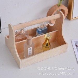 Wooden <b>Desktop</b> <b>Organizer</b> Rectangle Storage Box <b>For</b> Office Cosmetic And Perfume With Handle - Product Image 2